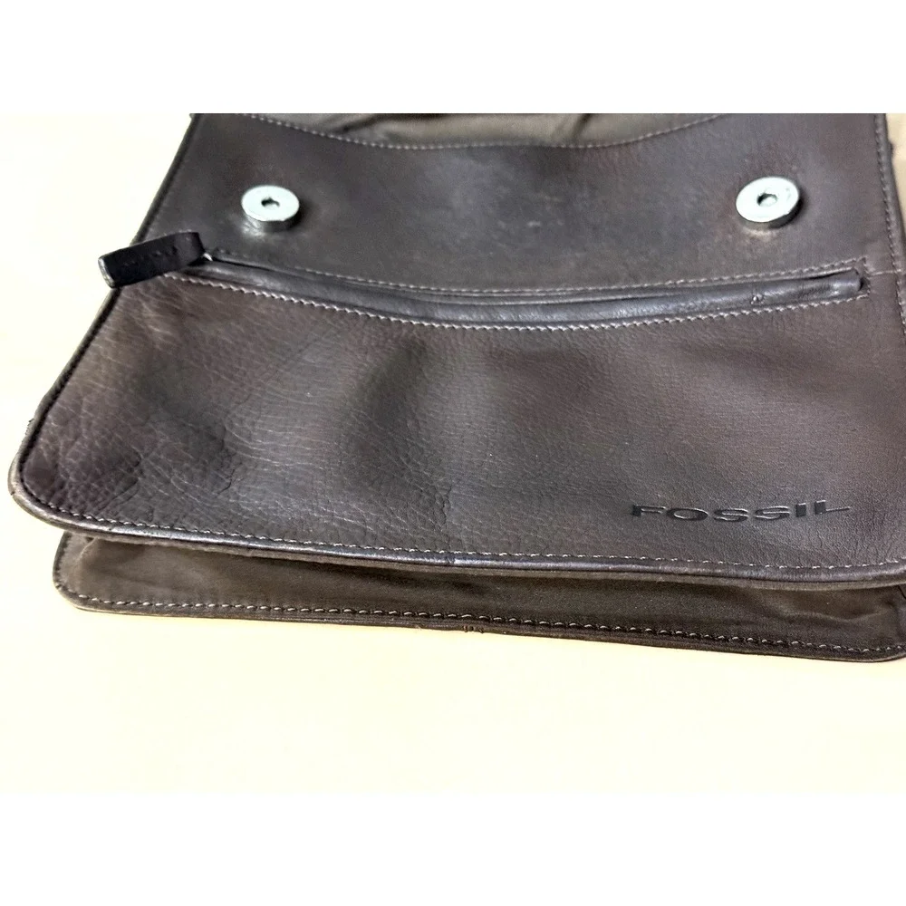 Vintage Fossil Brown Leather Crossbody‎ Unisex Messenger Bag